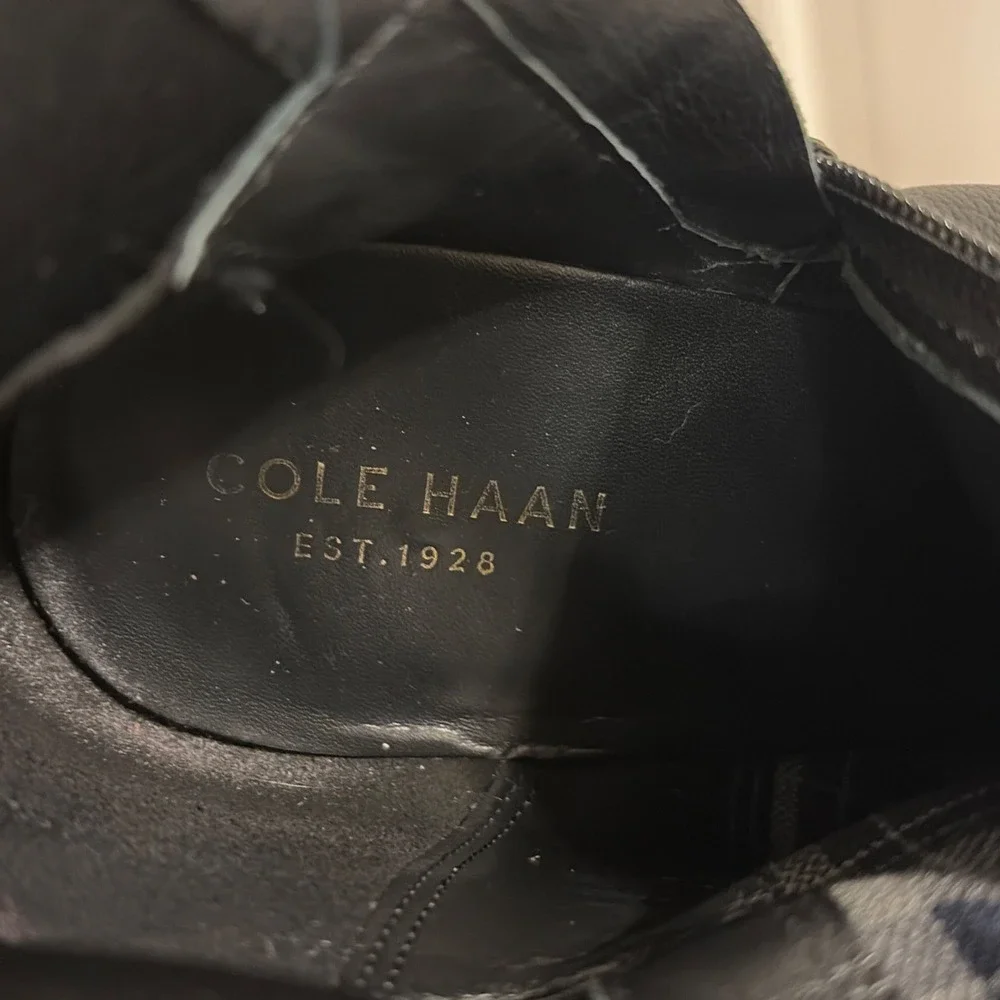 Cole Haan Womens Black Leather Tall Riding Boots W00214 Mixed Media Stretch 8B
